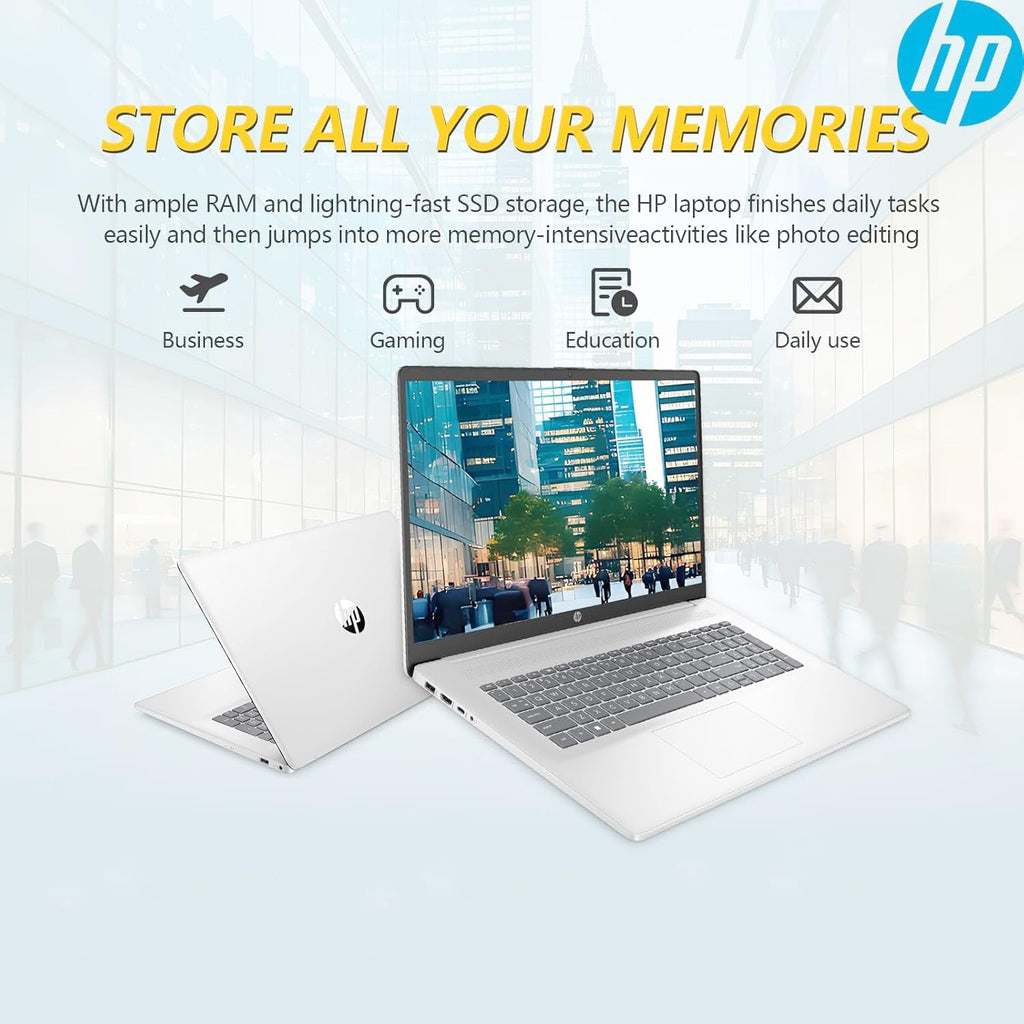 HP 17.3 inch Laptop with Lifetime Office 365 for The Web, Intel 13th 8 Cores i3 CPU (Beat 11th i5), 16GB RAM, 256GB PCIe SSD Storage, 10 Key Number Pad, Windows 11, No Mouse